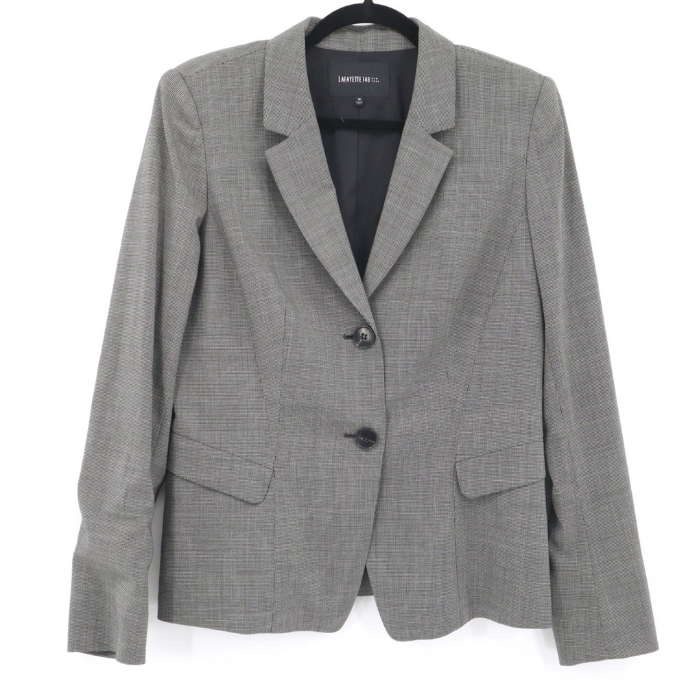 Lafayette 148 Wool Blazer Womens 10 Gray‎ Career Business Corporate Professional